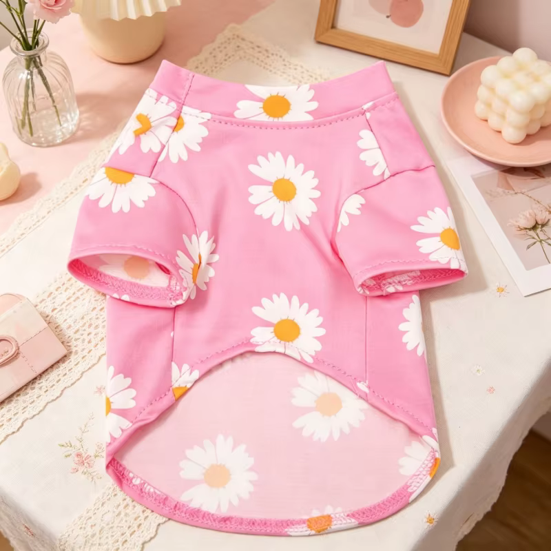 Camiseta con estampado de margaritas para perros pequeños y gatos - imagen 5