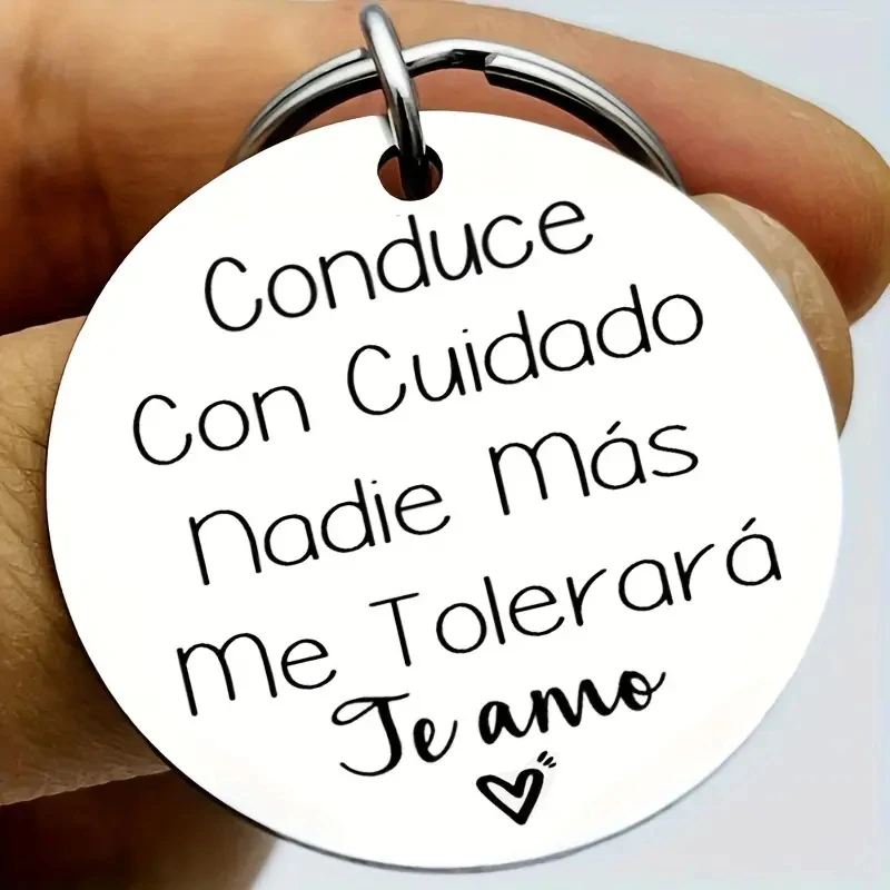 Llavero acero inoxidable con letras grabadas para conducción segura - imagen 4
