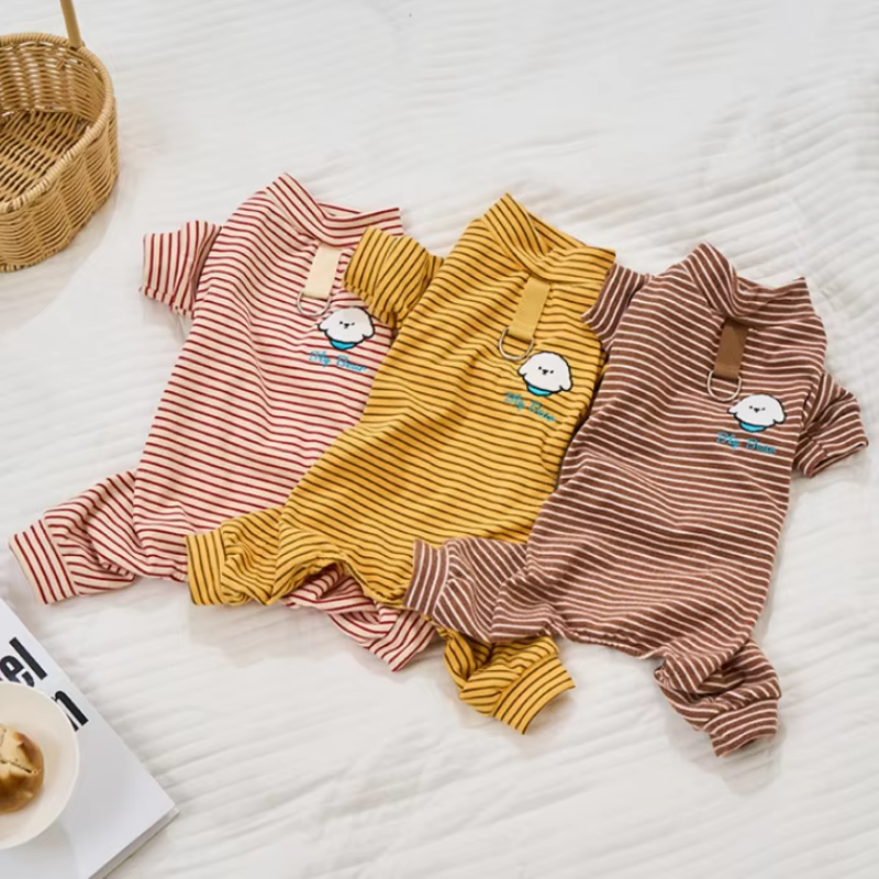 Mono a Rayas para Perros y Gatos – Pijama Cálido de Mascotas - imagen 2