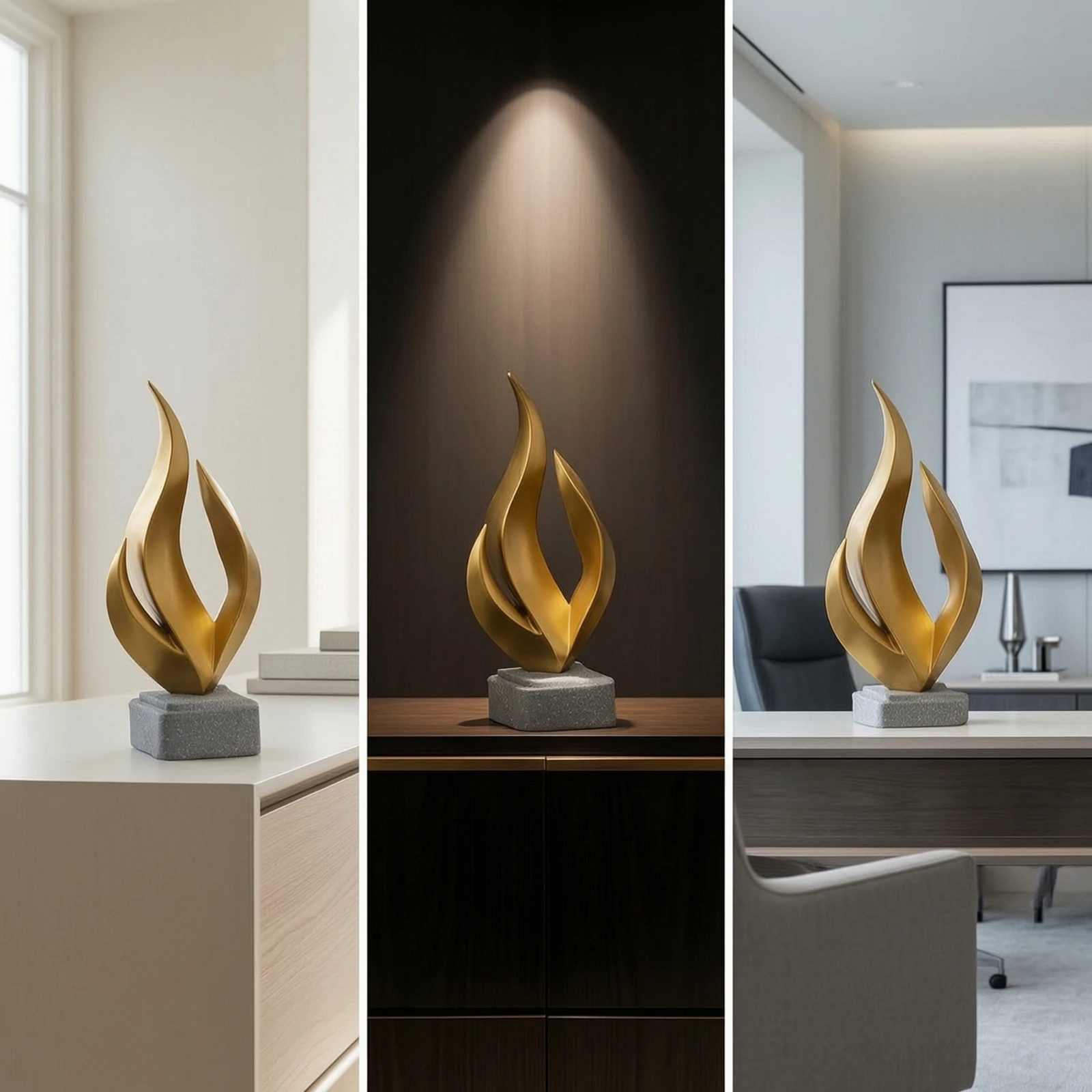 Escultura llama texturizada elegante para mesa salón - imagen 2