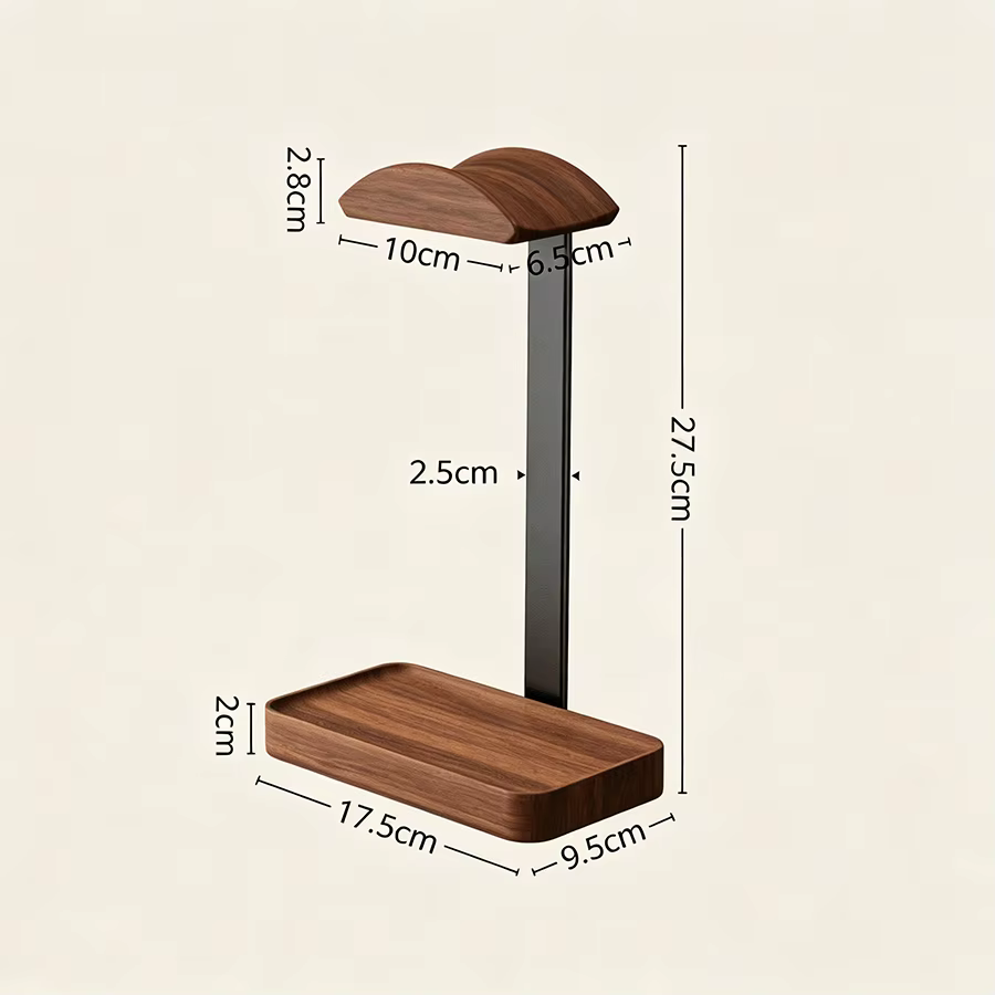 Soporte de auriculares de madera maciza nogal negro con base de aluminio - imagen 5