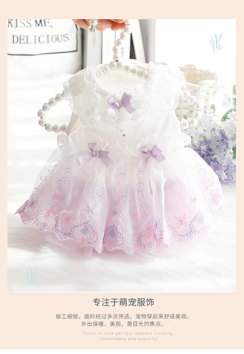 Vestido fino de princesa en peluche suave para perros pequeños