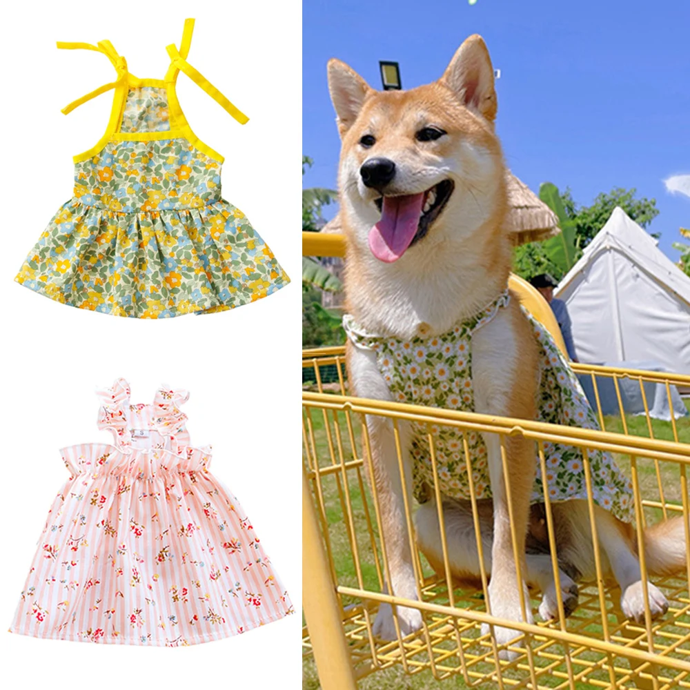 Vestido princesa con flores para perros pequeños – falda con tirantes - imagen 3