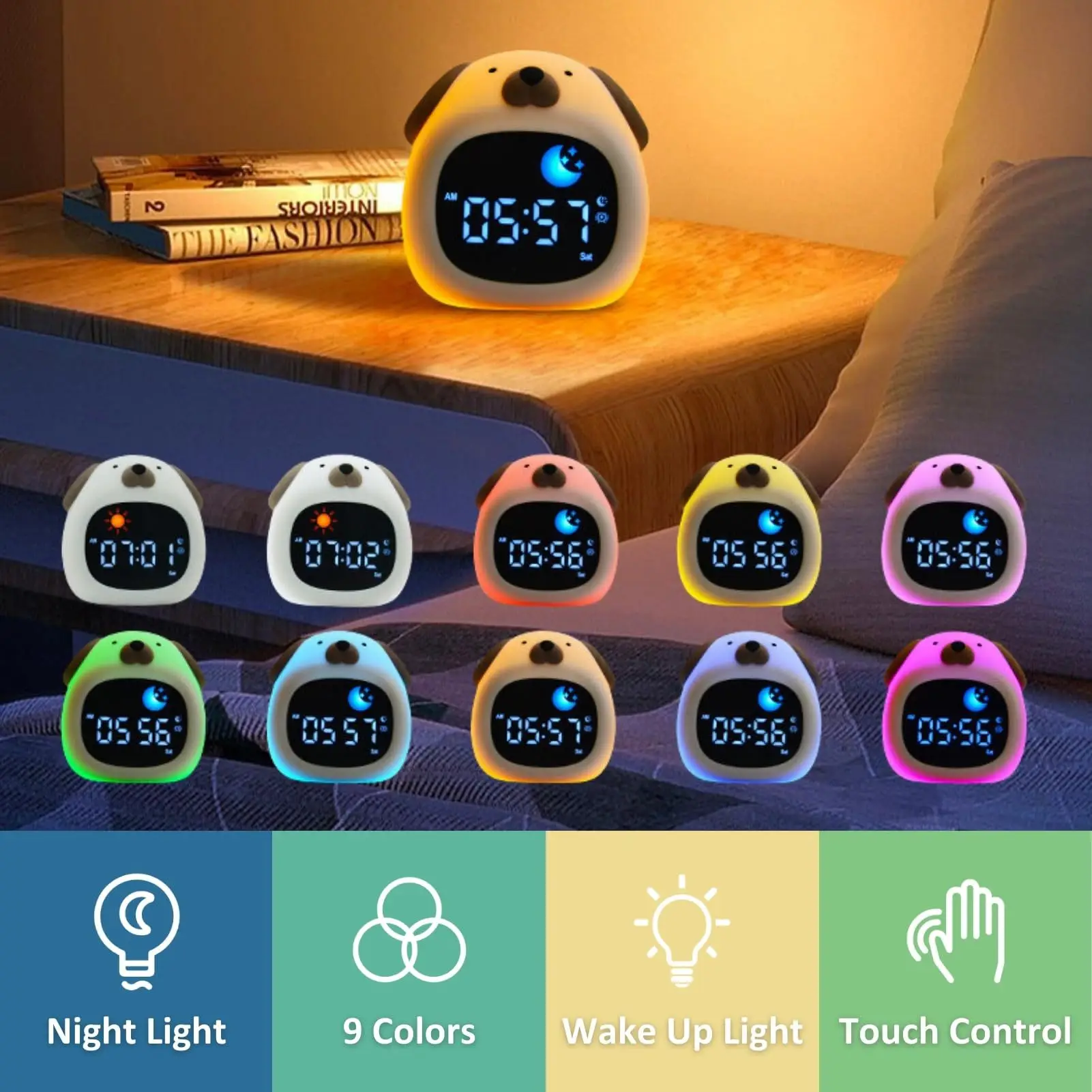 Reloj despertador LCD con doble alarma y luz nocturna USB para casa - imagen 4