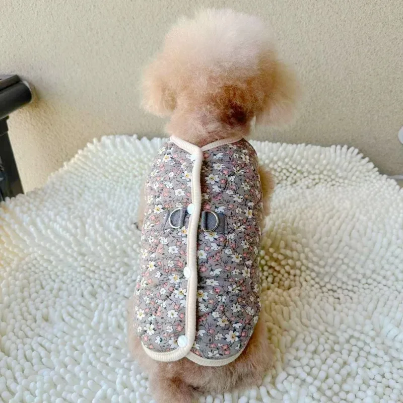 Abrigo para perros Chihuahua y gatos – Chaleco polar floral - imagen 2