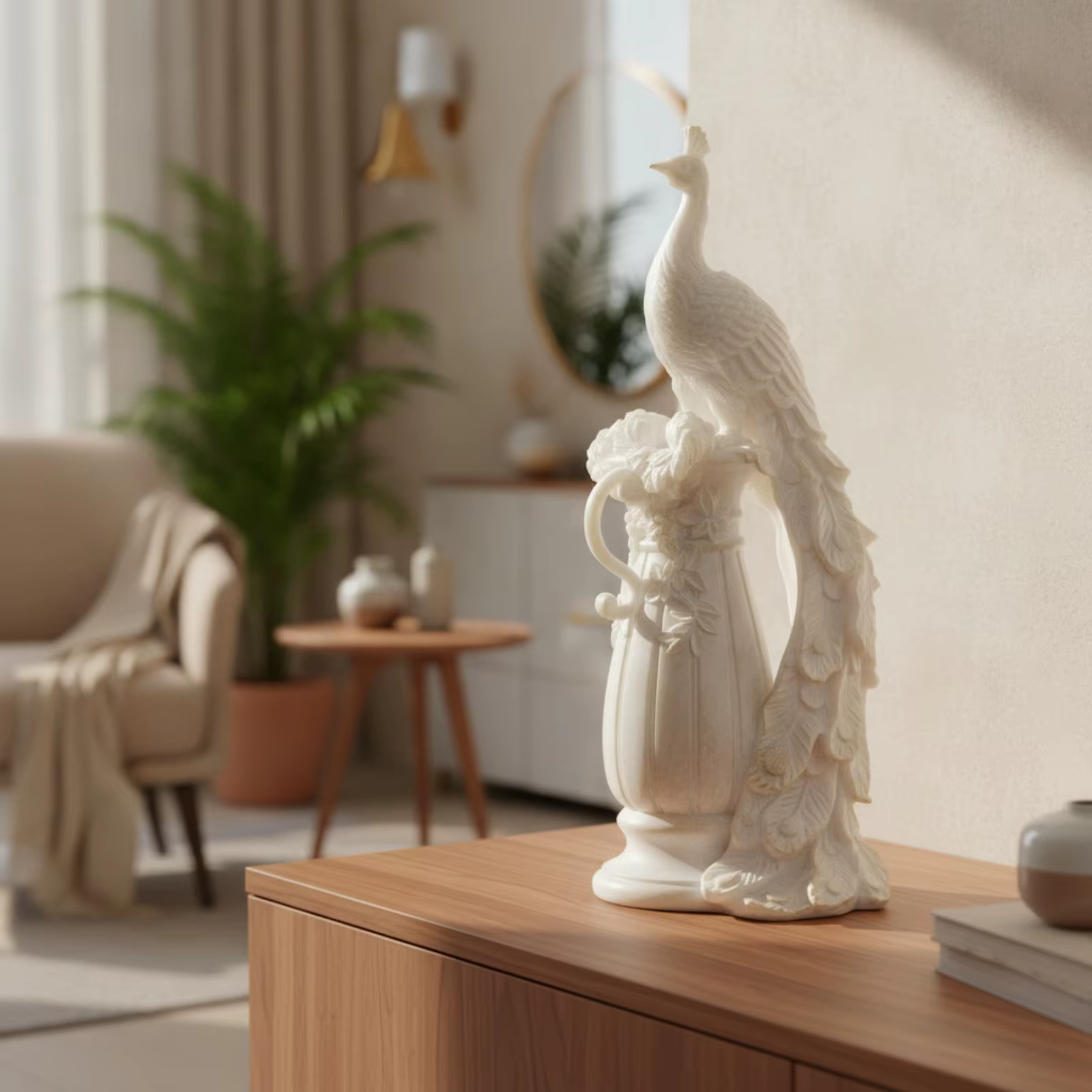 Escultura de Pavo Real con pedestal, decoración clásica para sala - imagen 5