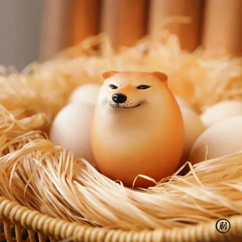 Figura decorativa Shiba Inu en forma de huevo PVC para escritorio - imagen 5