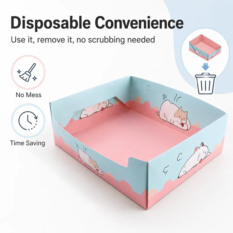 Caja de arena plegable y desechable para gatos, portátil para viajes - imagen 3