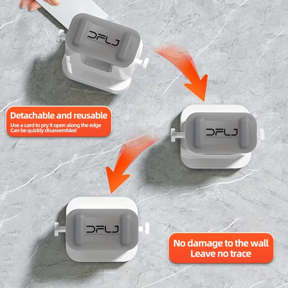 Soporte de pared resistente con adhesivo para escobas y fregonas