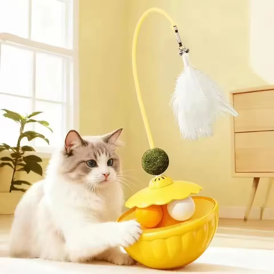 Juguete dispensador de golosinas para gatos con diseño wobble