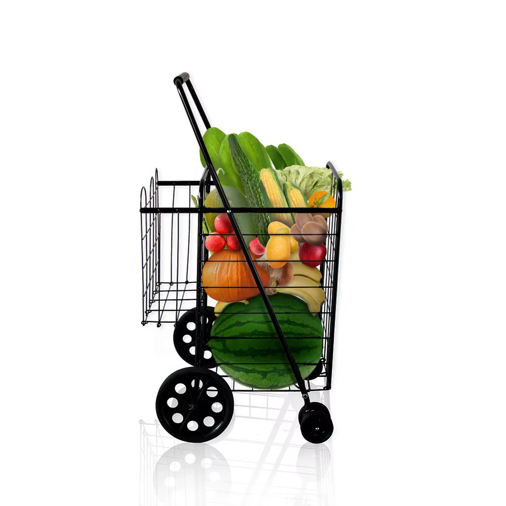 Carrito plegable con estructura de alambre y bolsa de tela