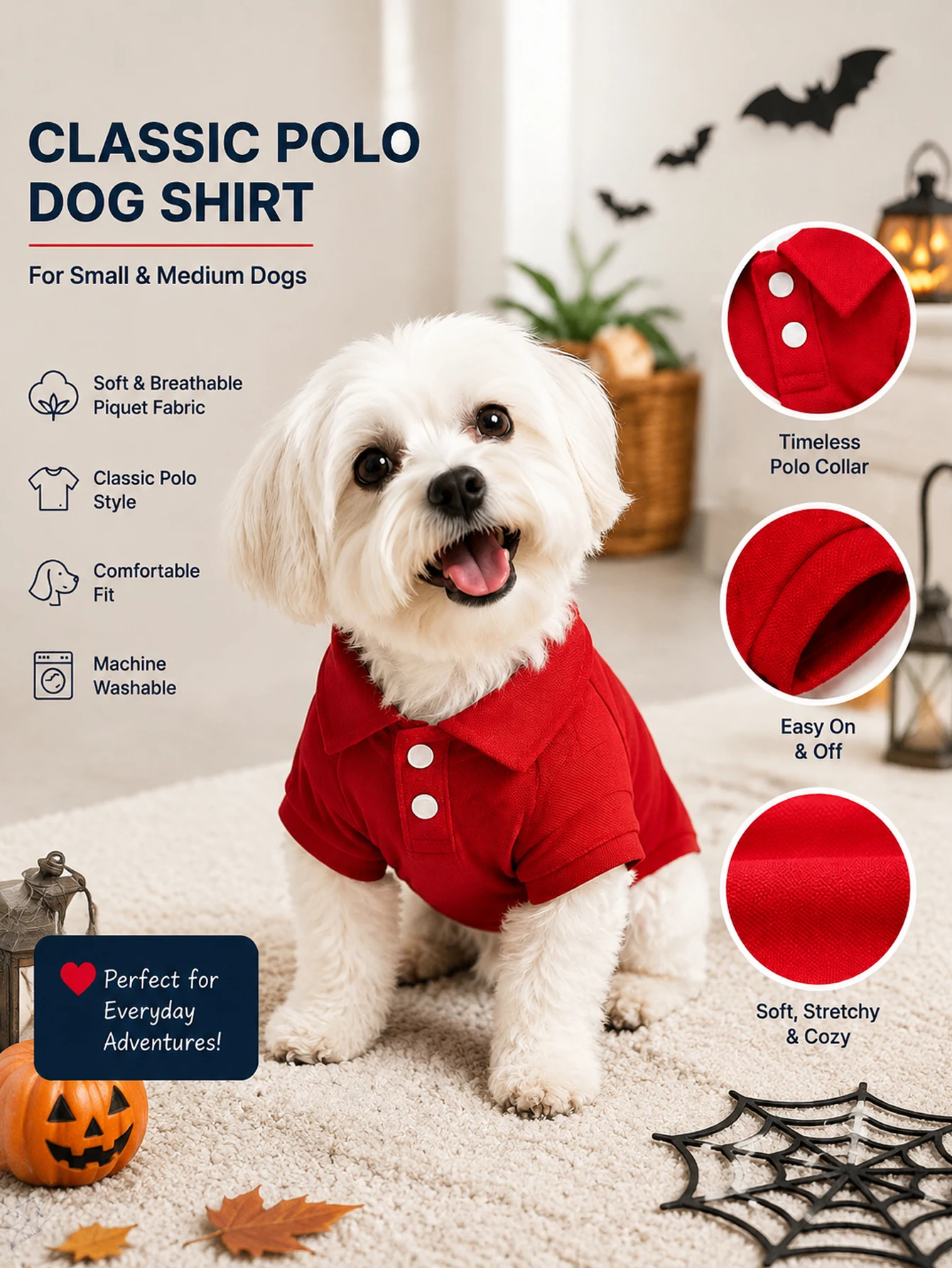 Camisa Polo Roja para Perros y Gatos – Clásica y Transpirable