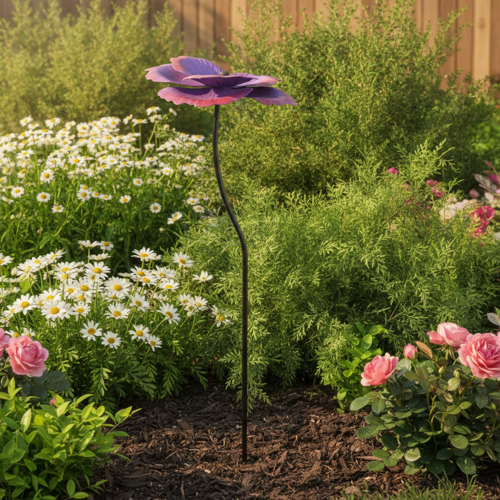 Estaca Decorativa con Flores para Jardín – Hierro Resistente