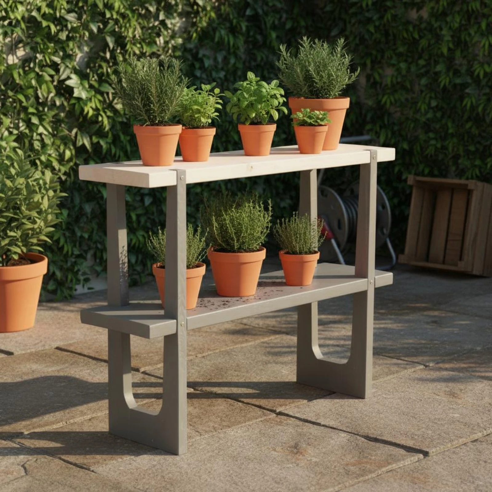 Soporte de plantas de dos niveles: montaje fácil y base estable - imagen 3