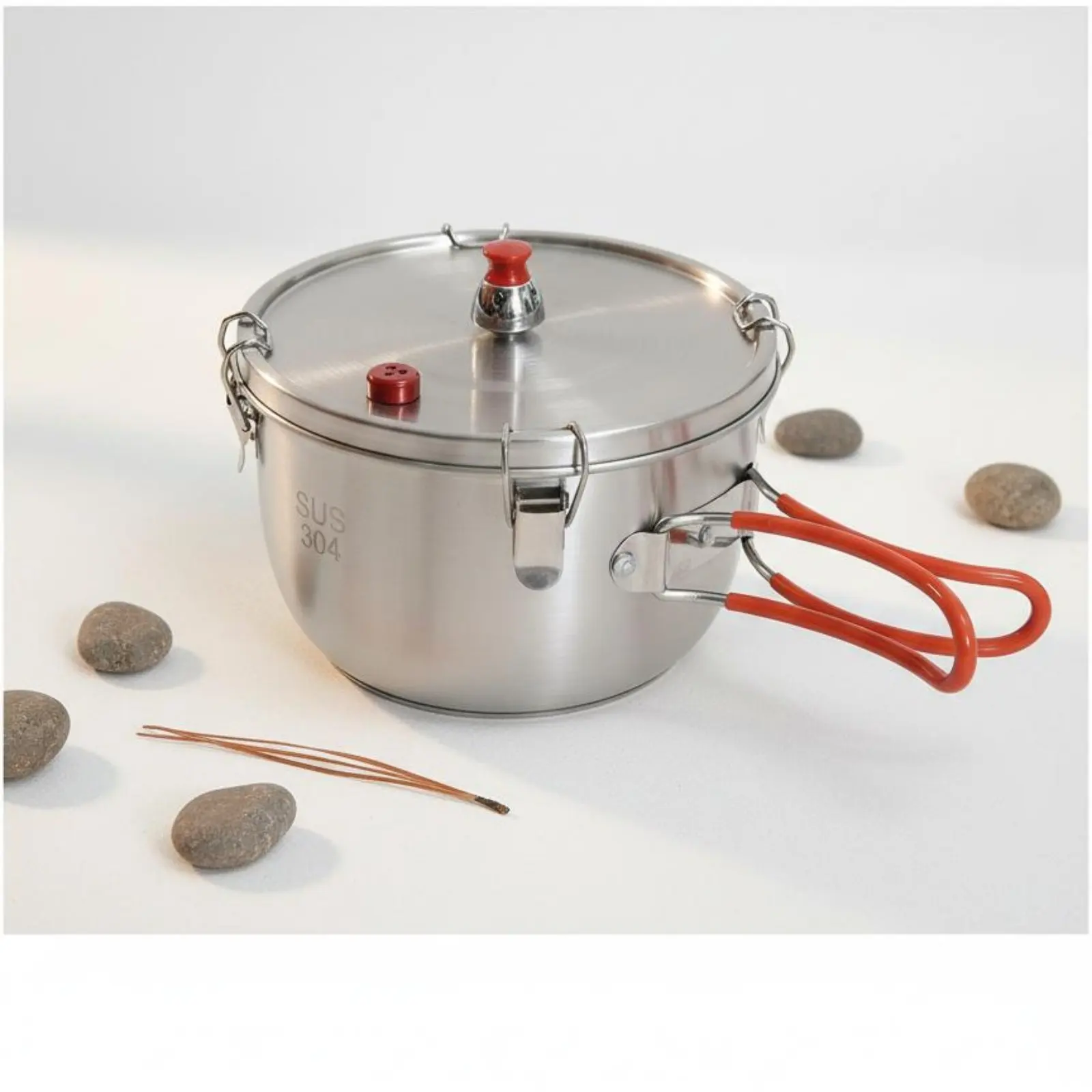 Olla de acero inoxidable para acampar ligera con bolsa de transporte - imagen 2