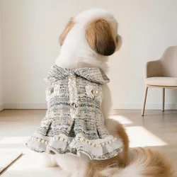 Abrigo de Lana con Encaje de Perlas para Perros Pequeños
