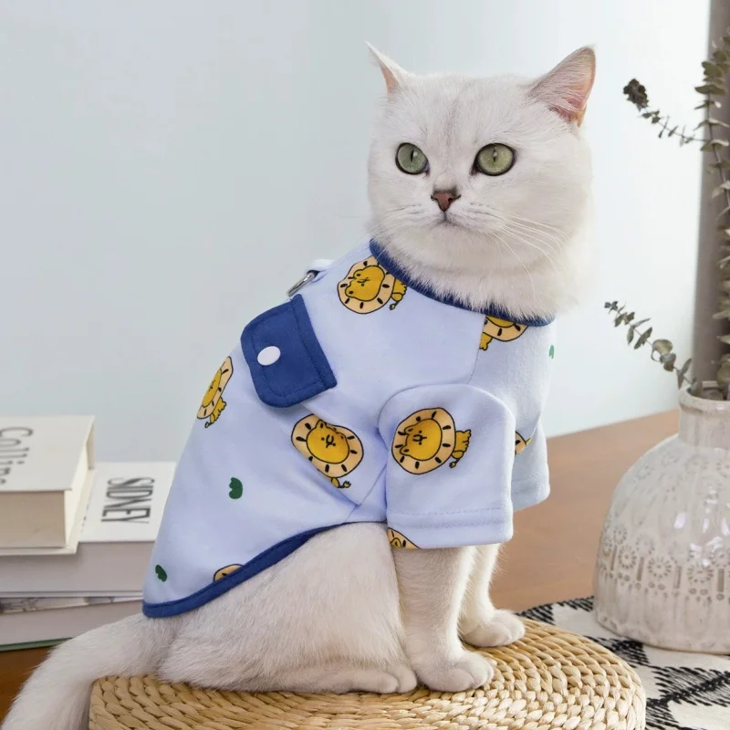 Chaleco perro pequeño y gato con capucha – Chaqueta estampada otoñal - imagen 3