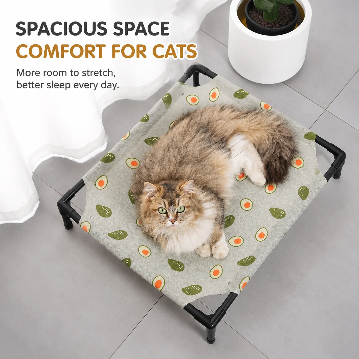Cama elevada transpirable para gatos – Casa de campaña con cesta lavable - imagen 2