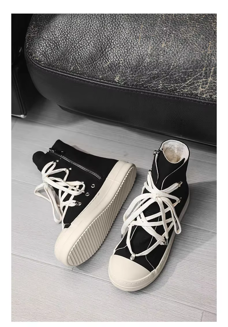 Zapatos casuales de lona para hombre, estilo botín otoño
