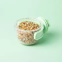 Comedero para loros con gancho estable, plato comida y agua