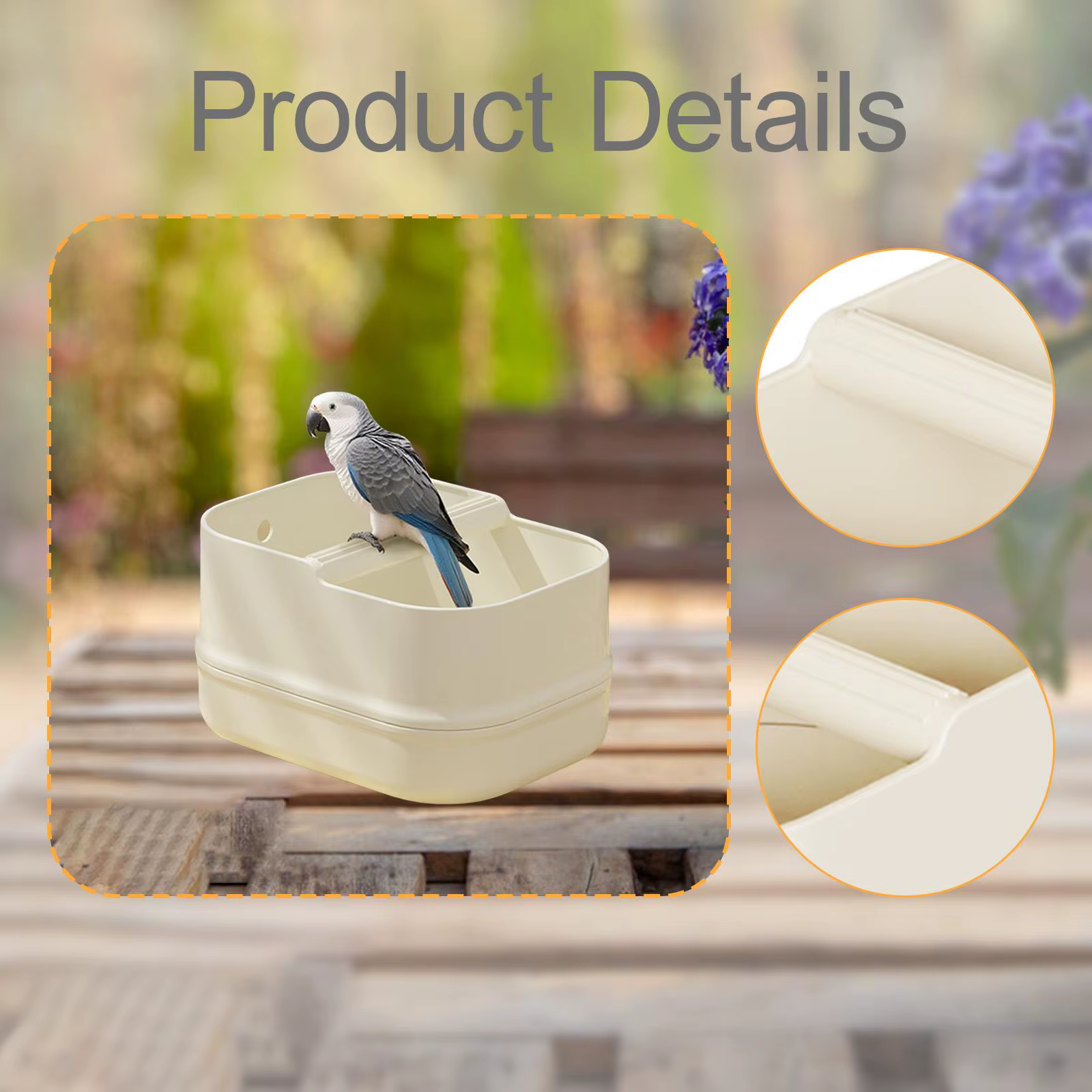 Soporte de mesa para aves con base desmontable en uso