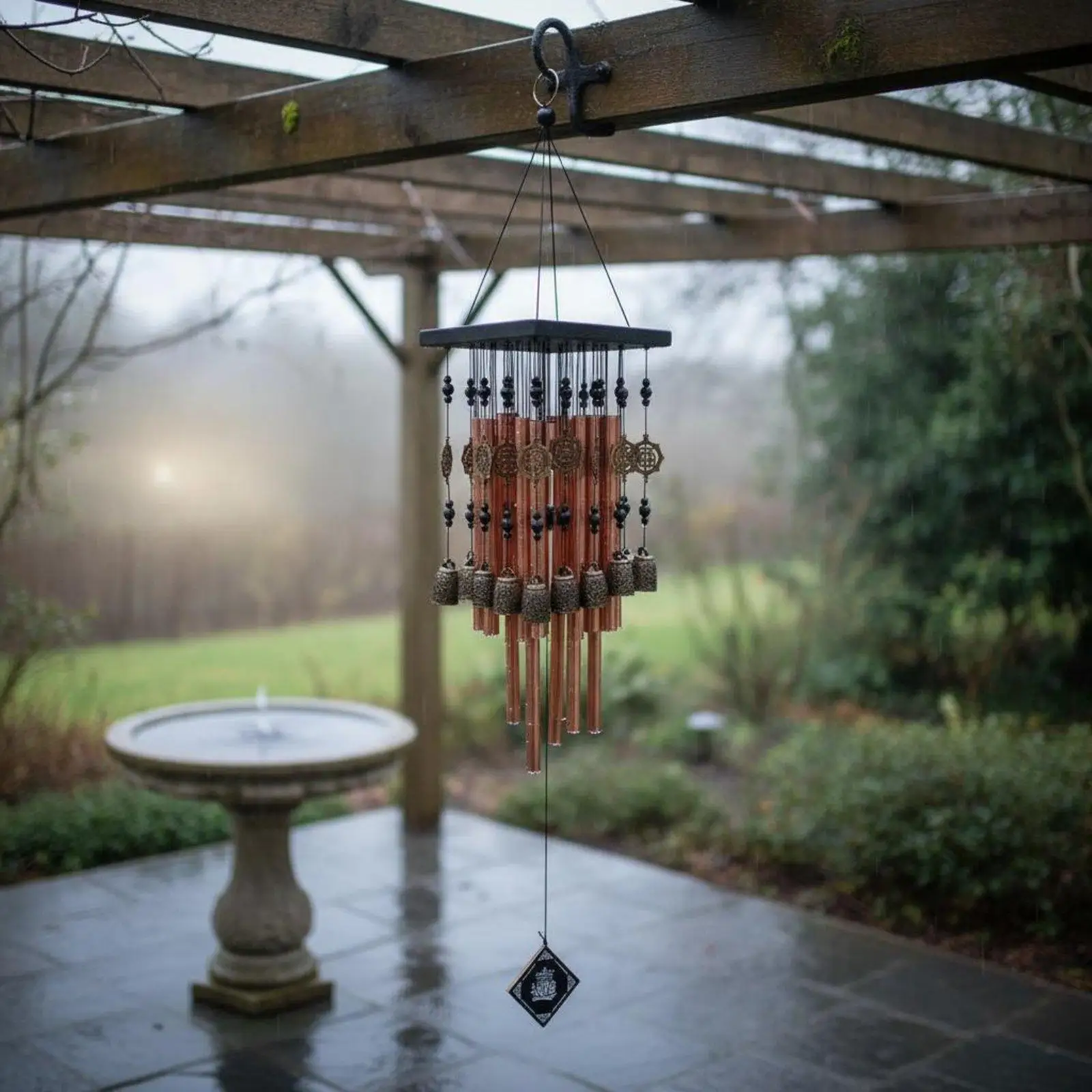 Campana de Viento Decorativa en Cobre – Sonido Relajante para Jardín - imagen 3