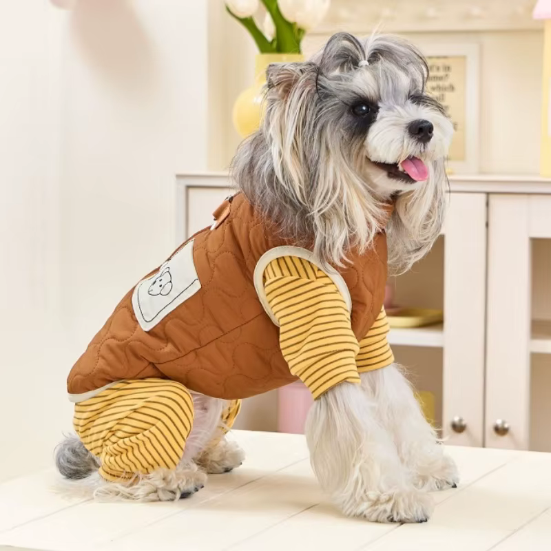 Mono a Rayas para Perros y Gatos – Pijama Cálido de Mascotas - imagen 4