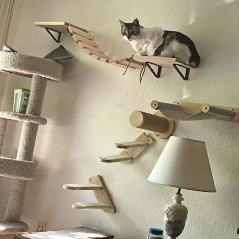 Hamaca para gatos de madera montada en la pared, nido colgante - imagen 2