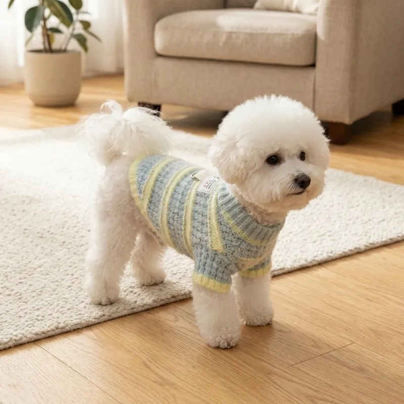 Suéter tejido rayado para perros pequeños Chihuahua y Bichón Frisé - imagen 3