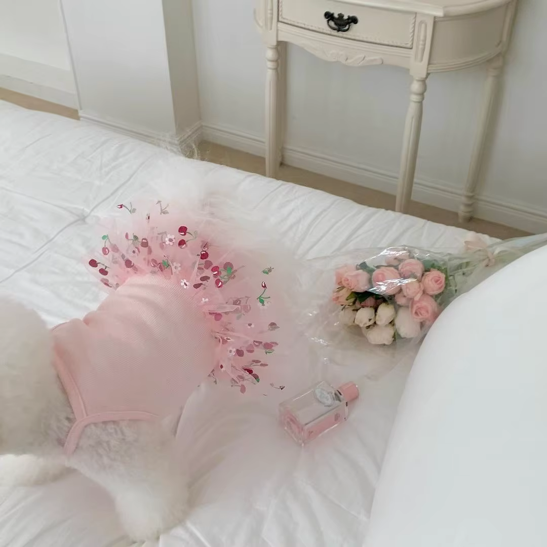 Vestido tutú rosa de verano para perros Shih Tzu y pequeños