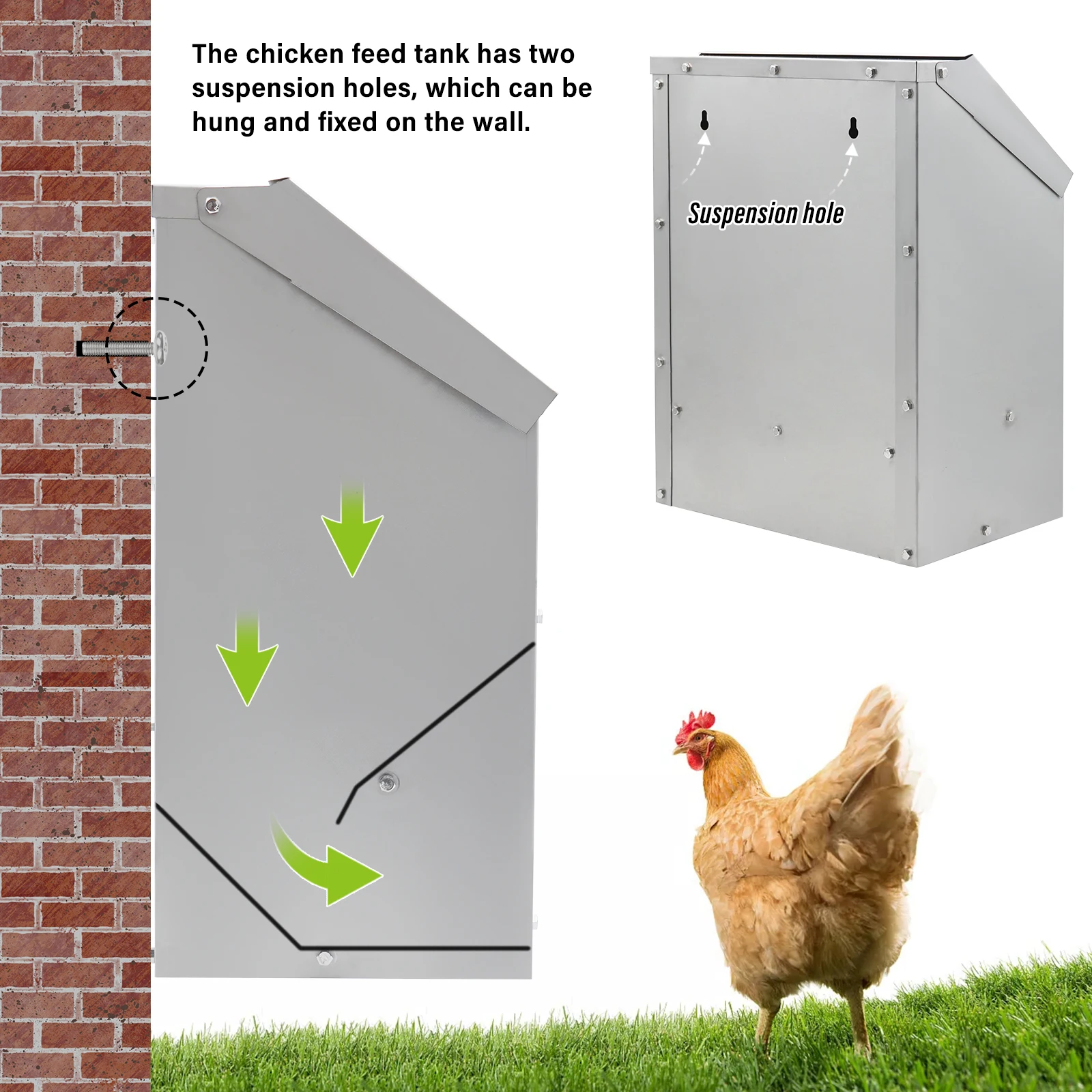 Comedero de Acero para Aves de Corral 20L – Resistente a la Oxidación - imagen 2