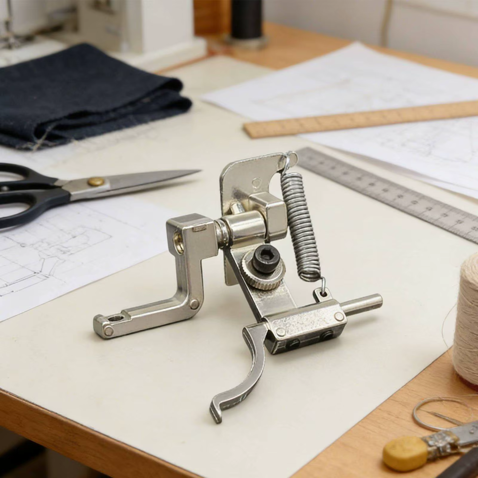 Guía de costura en entorno de trabajo textil