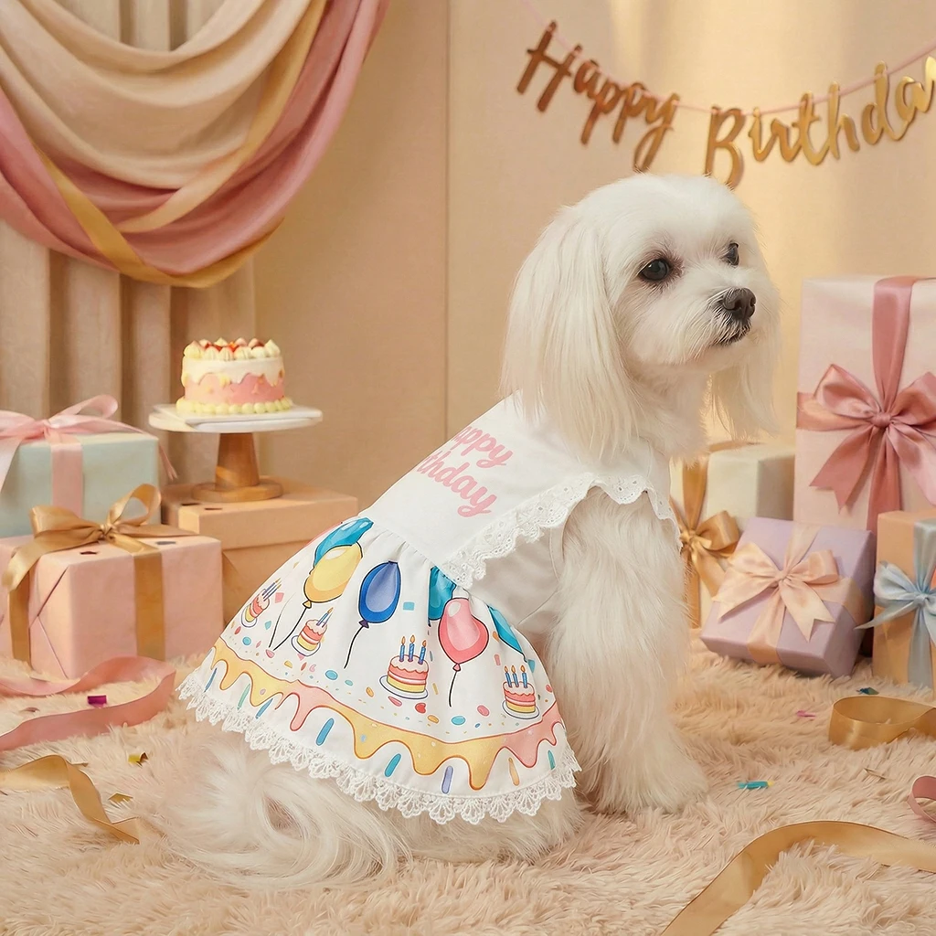 Prueba de ajuste del vestido en perro pequeño
