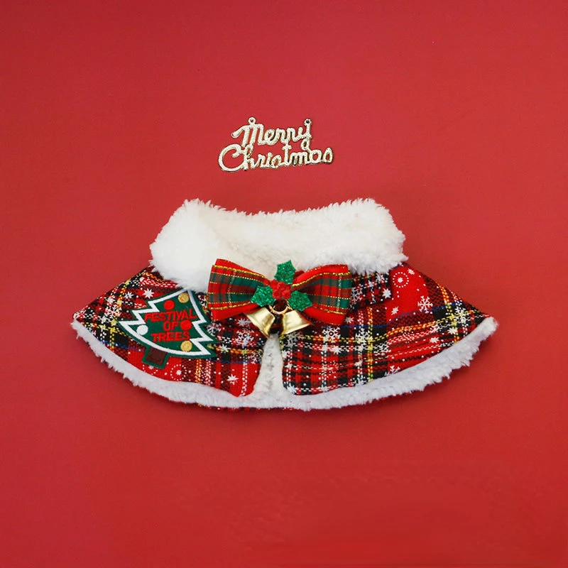Capa navideña de peluche suave para mascota