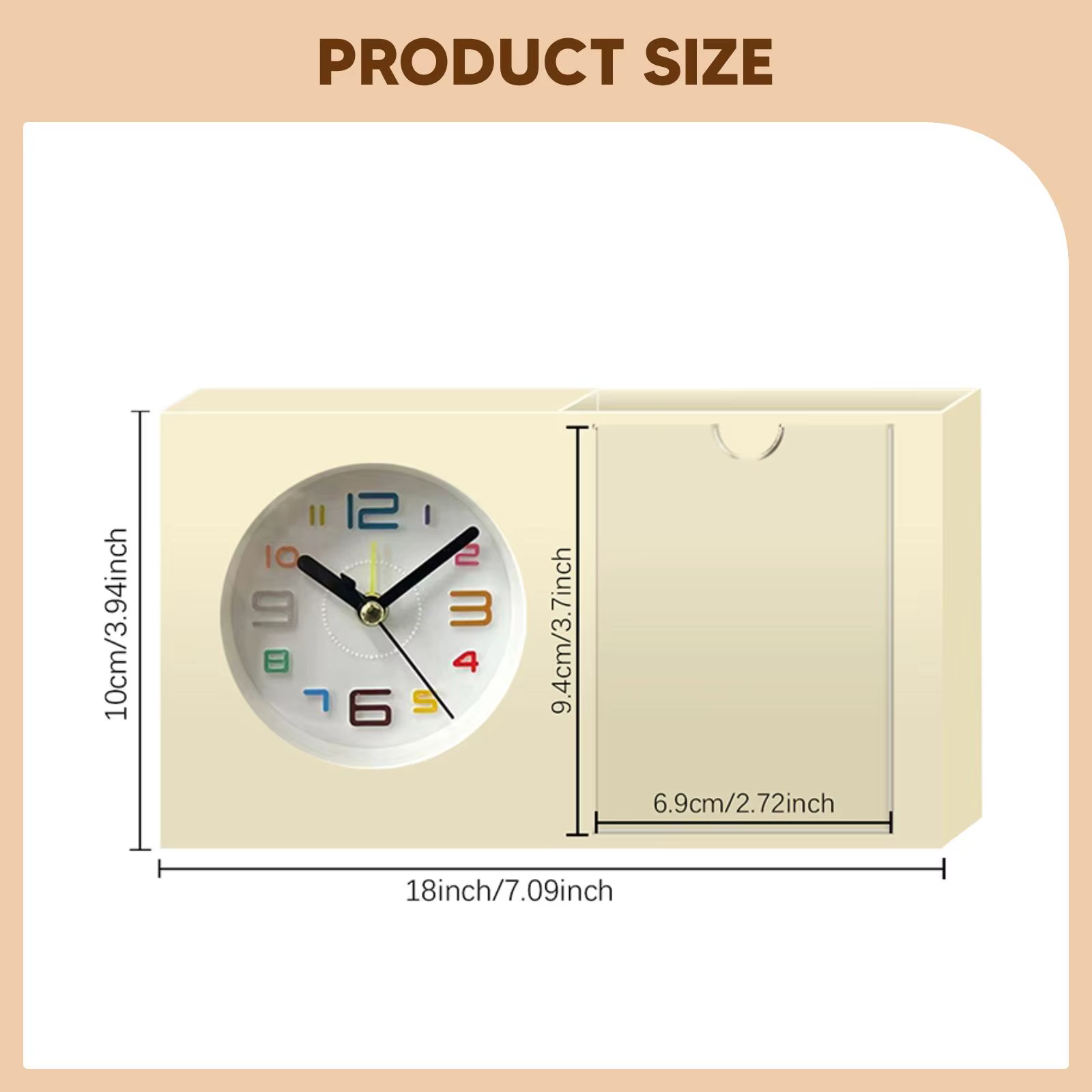 Reloj de mesa decorativo moderno con marco, portaplumas y organizador - imagen 5