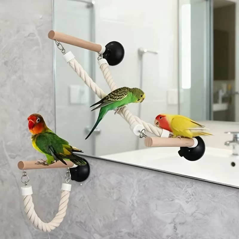 Columpio para loros con ventosa y escalera antideslizante - imagen 4