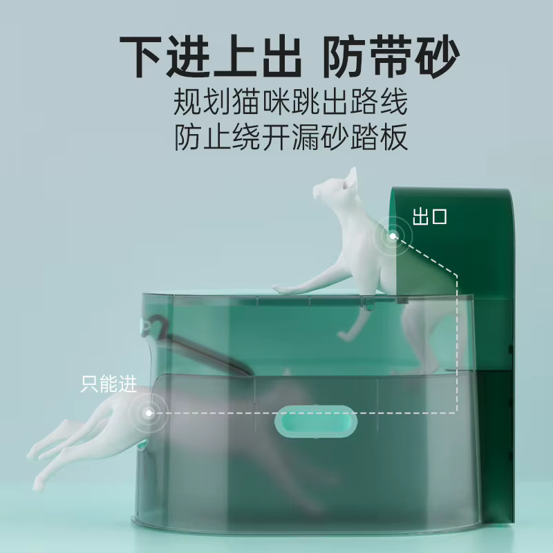 Arenero cerrado extragrande con cinturón antisalpicaduras para gatos - imagen 4