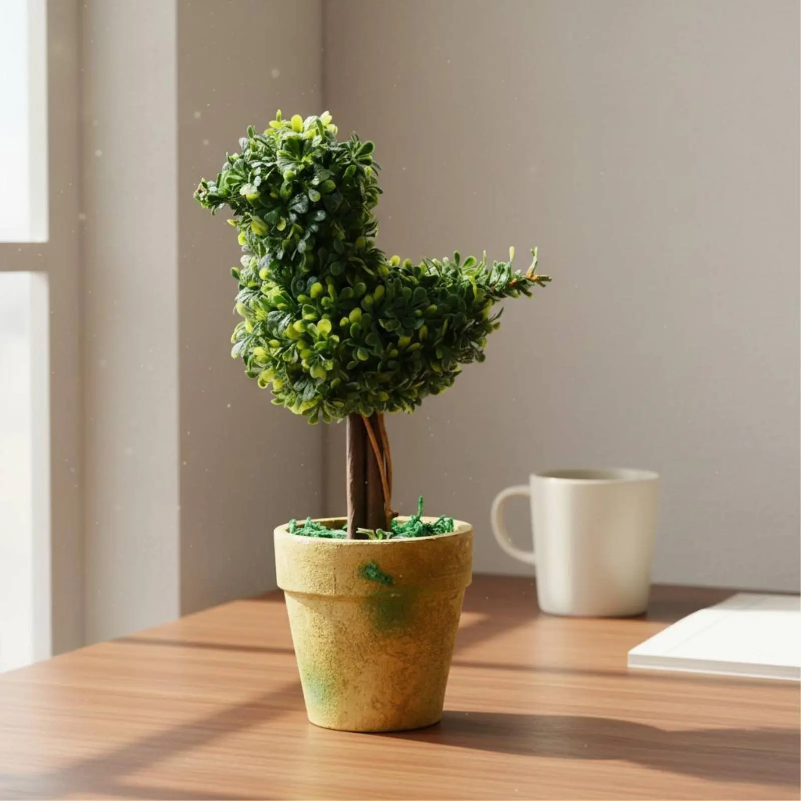 Planta artificial en maceta pequeña, decoración para gatos y perros