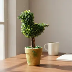 Planta artificial en maceta pequeña, decoración para gatos y perros