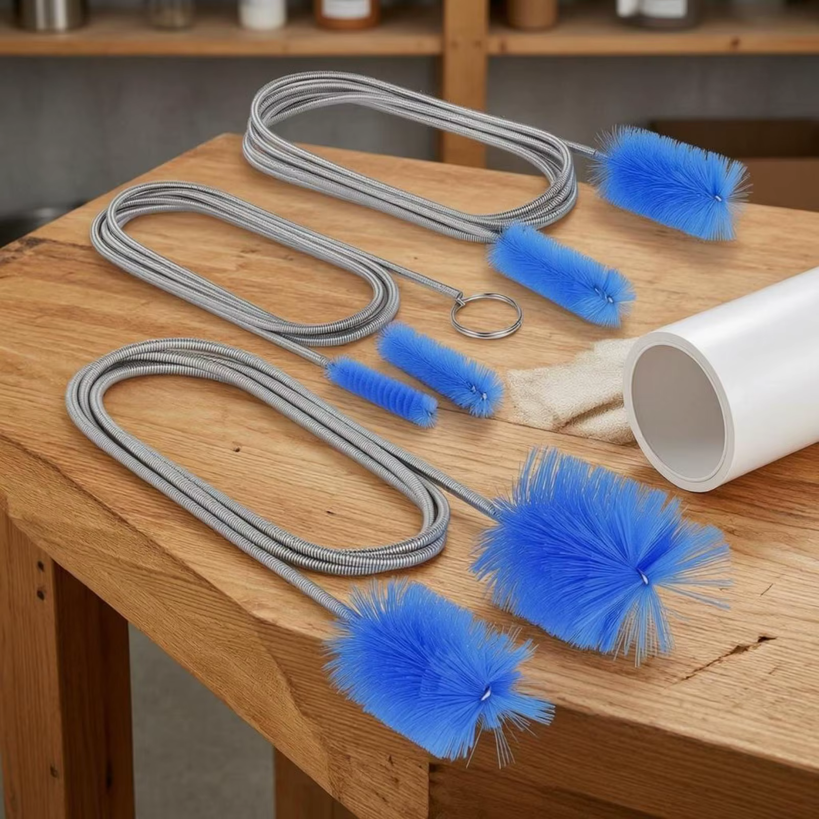 Cepillo de desagües con mango flexible de alambre para fontanería doméstica