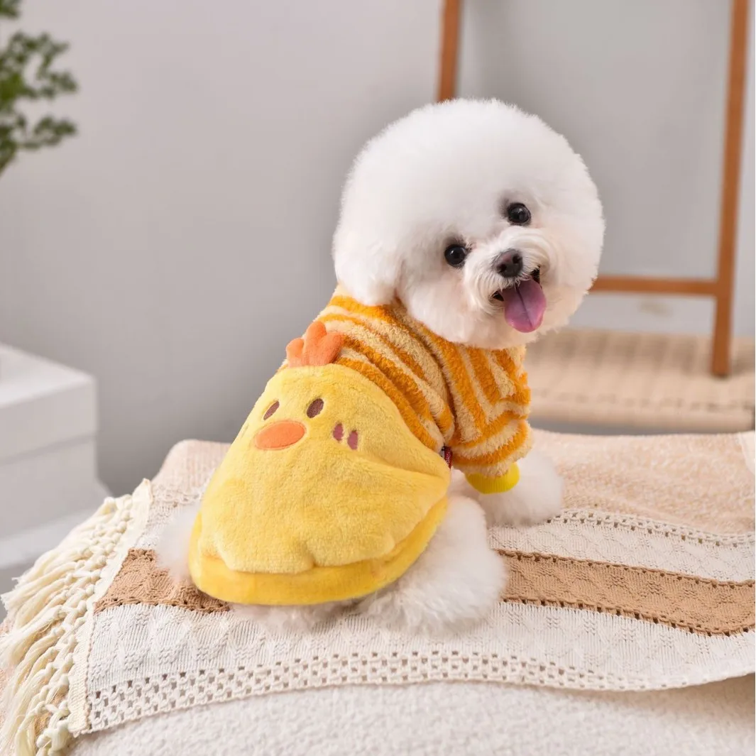 Abrigo a rayas de terciopelo para perros pequeños y cachorros - imagen 3