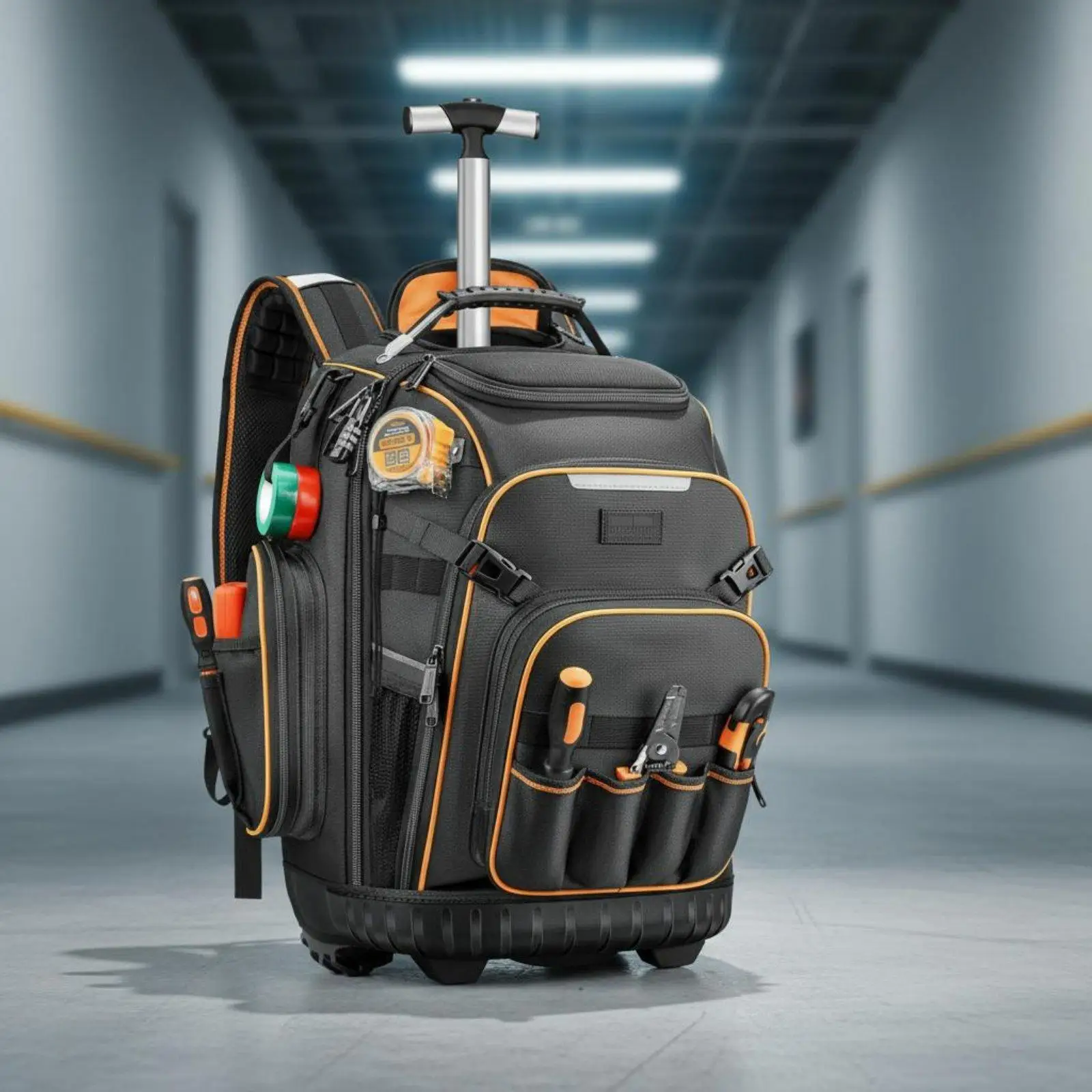 Bolsa de herramientas rodante cerrada y lista para transporte