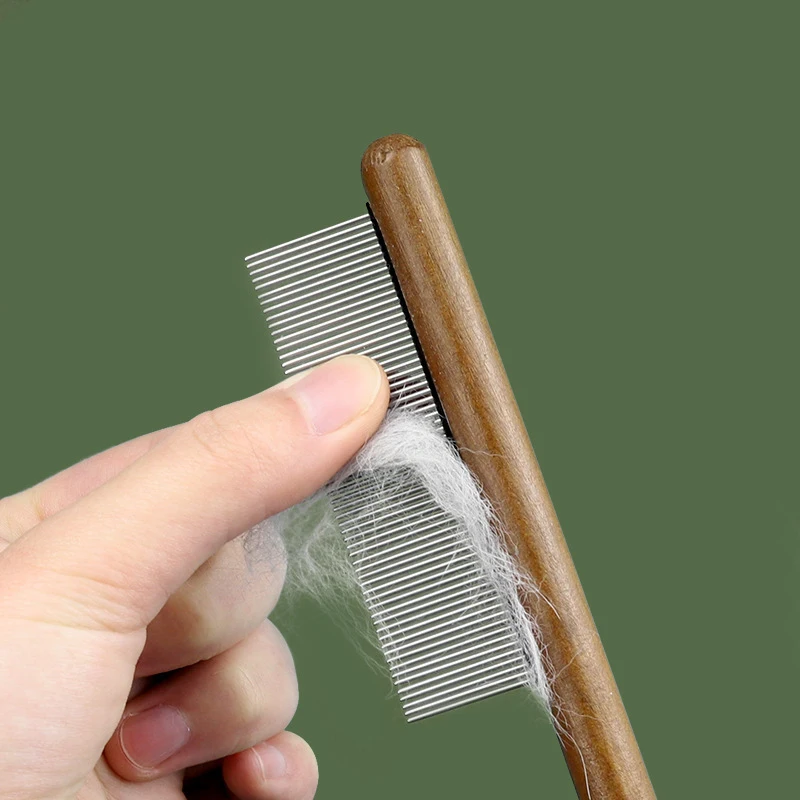 Peine deshare para gatos y perros – Acero inoxidable y mango de madera