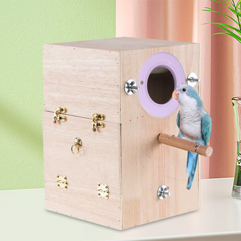 Caja de cría de madera con apertura lateral