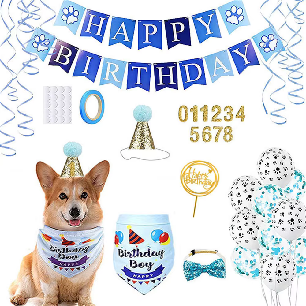 Kit Fiesta Cumpleaños Gatos y Perros: Sombrero, Bandana y Globos - imagen 3