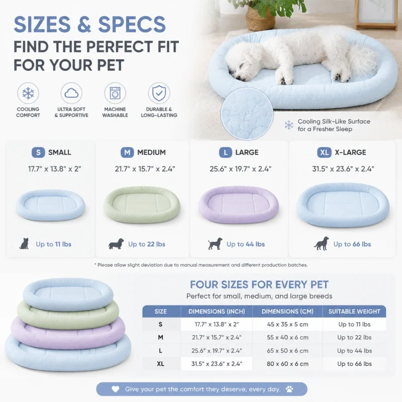 Cama refrescante seda helada para perros y gatos – Verano transpirable