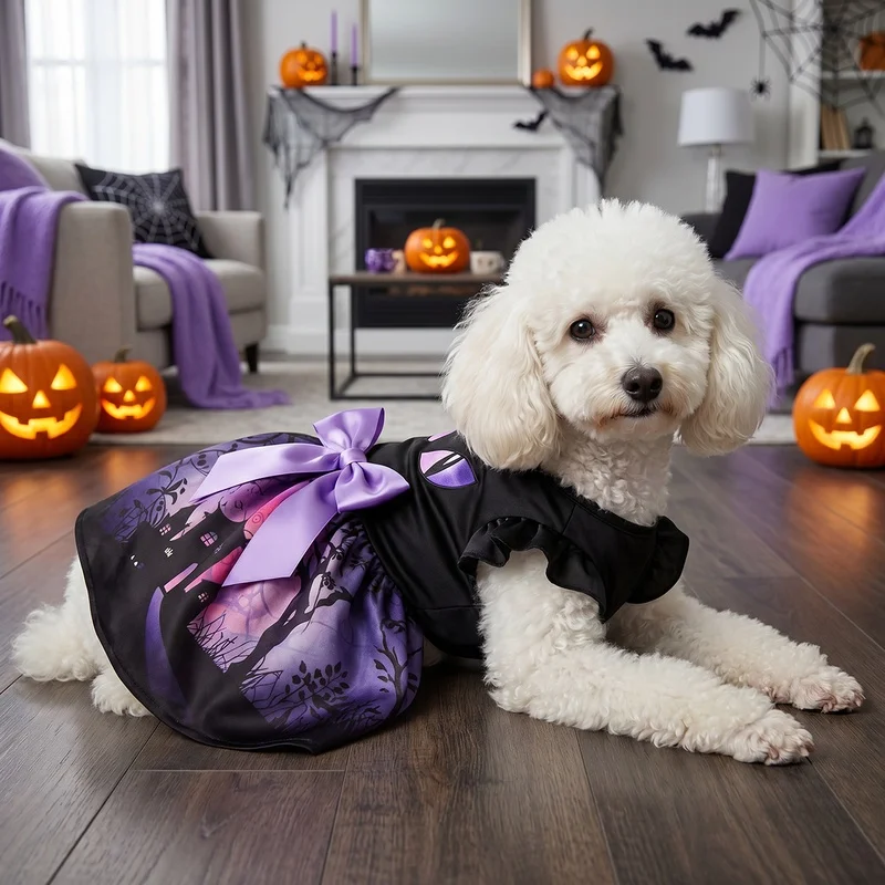 Tutu Disfraz Halloween para perros y gatos pequeños – Vestido princesa con ojos de gato - imagen 2