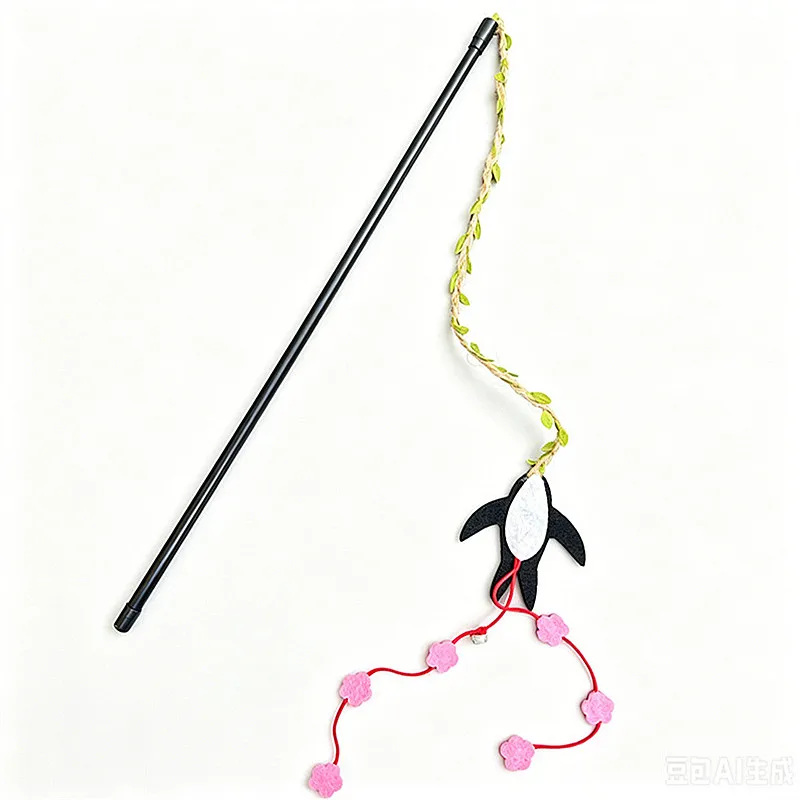 Juguete interactivo para gatos con plumas y borlas de cuerda