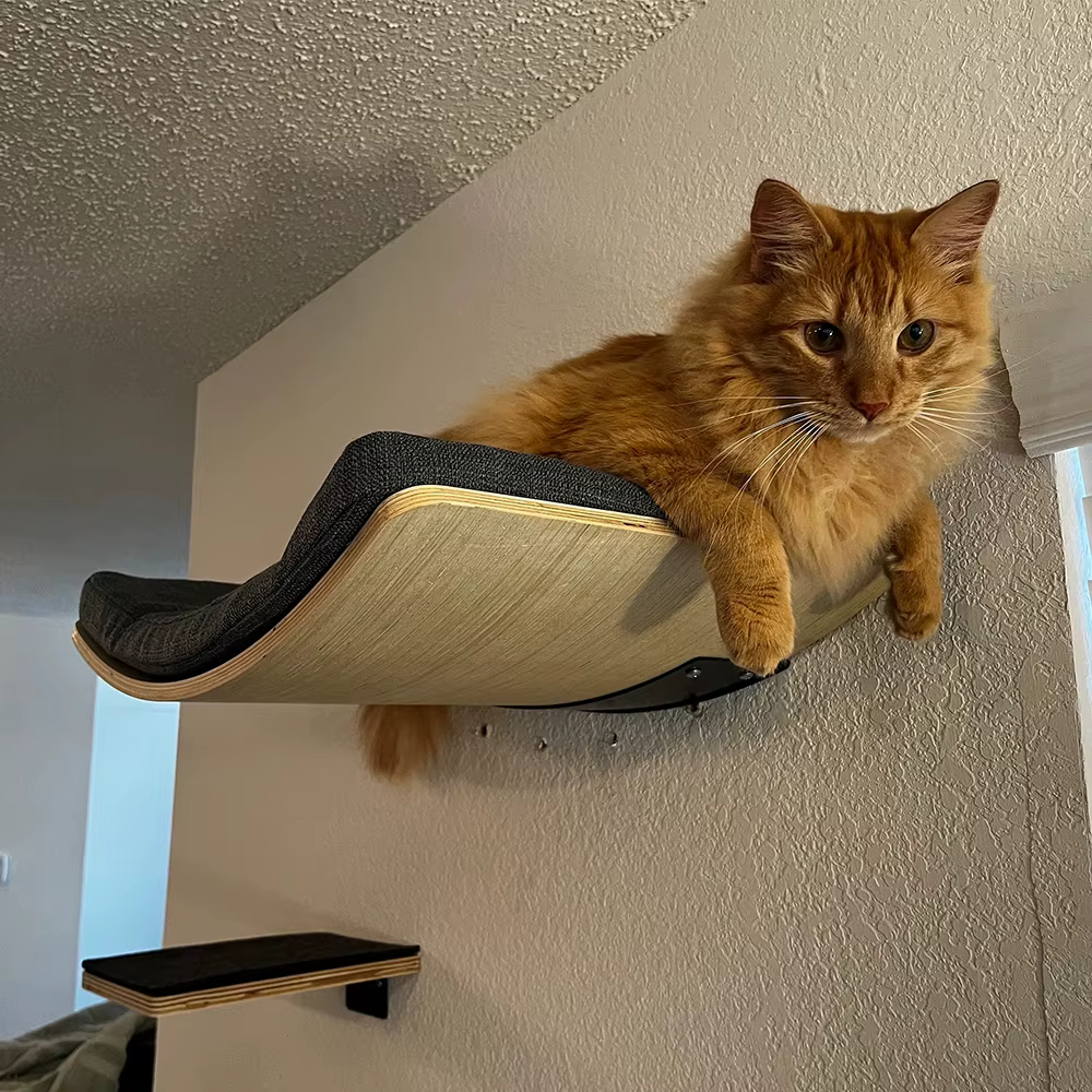 Torre para gatos de pared con hamaca, escaleras y casita - imagen 5