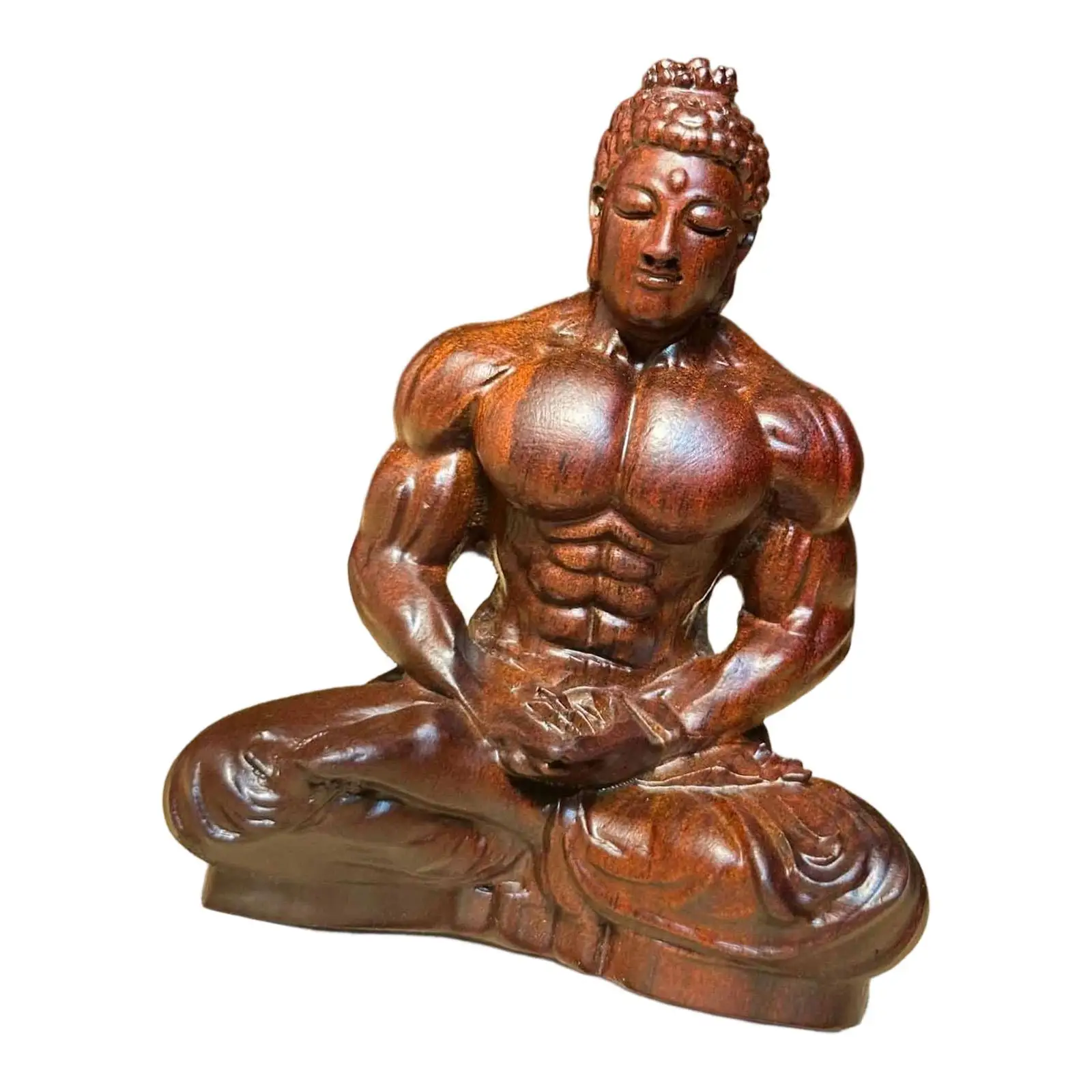 Detalle del acabado de la estatua de Buda de madera